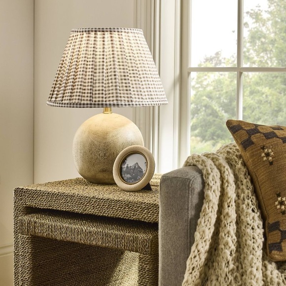 Gingham Pleated Lamp Shade Brown - Threshold™ designed with Studio McGee - Picture 3 of 8